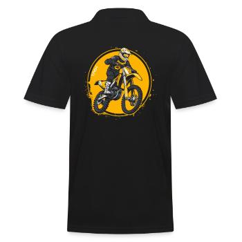 Pilote de Super Motocross blanc et jaune - Polo Homme - noir - Dos - Kai (181cm)