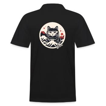 Japan Berg Fuji Katze - Männer Poloshirt - Schwarz - Hinten - Kai (181cm)
