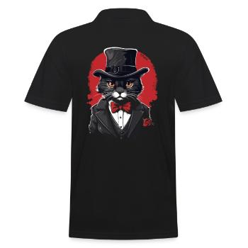 Chapeau et costume : un chat élégant avec une rose - Polo Homme - noir - Dos - Kai (181cm)