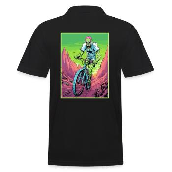 Cartoon Skeleton Mountain Biker - Men's Polo Shirt - black - Back - Kai (181cm)
