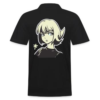 Cool, gelassen und aufmerksam, ein Anime-Girl - Männer Poloshirt - Schwarz - Hinten - Kai (181cm)
