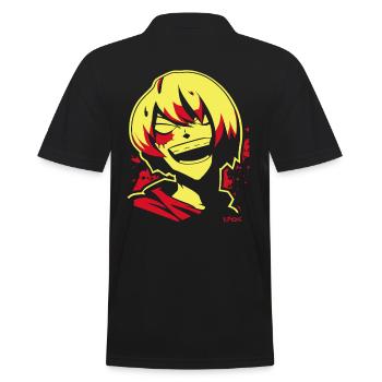 Rire doux-amer : Crazy Evil Anime Girl - Polo Homme - noir - Dos - Kai (181cm)