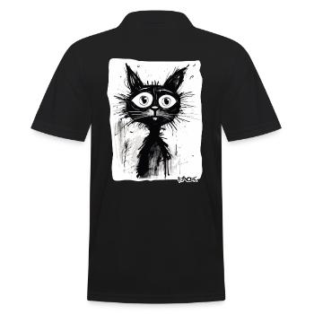 Dessin cool d’un chat de dessin animé - Polo Homme - noir - Dos - Kai (181cm)