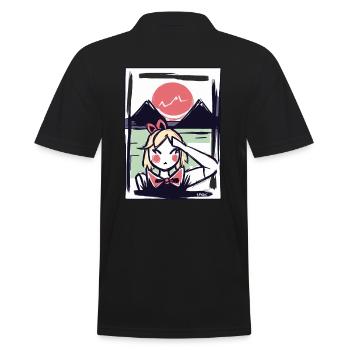 Japanisches Mädchen in Japan unter der roten Sonne - Männer Poloshirt - Schwarz - Hinten - Kai (181cm)