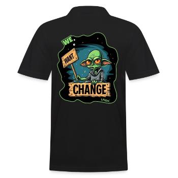Green alien protests for change - Men's Polo Shirt - black - Back - Kai (181cm)
