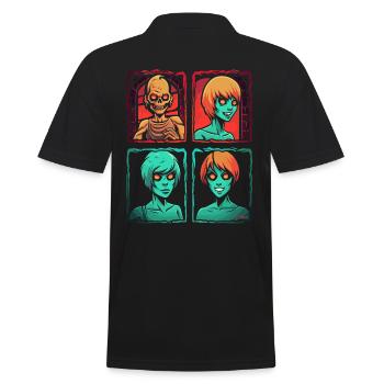 Einfach ein cooler Horror-Cartoon - Männer Poloshirt - Schwarz - Hinten - Kai (181cm)