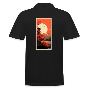 Traditional temples in Japanese nature - Men's Polo Shirt - black - Back - Kai (181cm)