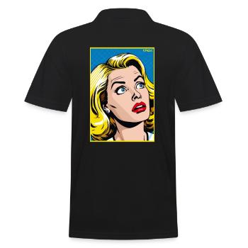 Cartoon Pop Art : Femme blonde en action - Polo Homme - noir - Dos - Kai (181cm)