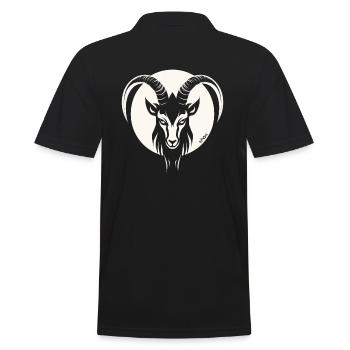 Das Motiv eines Ziegenbock, eine Ziege - Männer Poloshirt - Schwarz - Hinten - Kai (181cm)