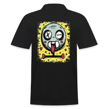 Sketch with hearts, crosses and skull - Men's Polo Shirt - black - Back - Kai (181cm)