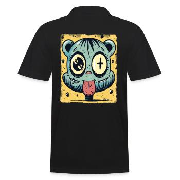 Coeurs, Croix, Dessin Animé et Hamster Coquin - Polo Homme - noir - Dos - Kai (181cm)