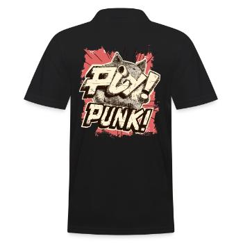 Cartoon Punk Schwein - Männer Poloshirt - Schwarz - Hinten - Kai (181cm)