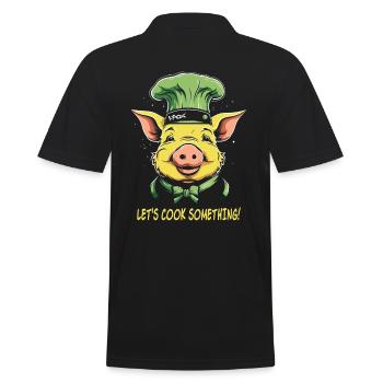 Pork Chef Chef: Let's cook something! - Men's Polo Shirt - black - Back - Kai (181cm)