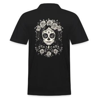 Beautiful Face of a Woman, Sugar Skull - Men's Polo Shirt - black - Back - Kai (181cm)