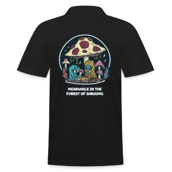 Mittlerweile im magischen Wald der Pilze - Männer Poloshirt - Schwarz - Hinten - Kai (181cm)