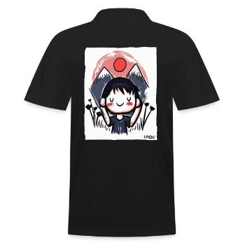 Cartoon-Junge hört, dass die Natur ruft, wie schön - Männer Poloshirt - Schwarz - Hinten - Kai (181cm)