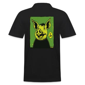 Un cochon de dessin animé vert dit : « Sortez ! » - Polo Homme - noir - Dos - Kai (181cm)
