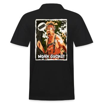 Asian colleague screams: Work sucks! - Men's Polo Shirt - black - Back - Kai (181cm)