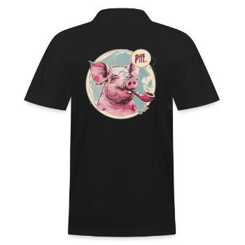 Entspanntes, cooles Schwein und Pfeife - Männer Poloshirt - Schwarz - Hinten - Kai (181cm)