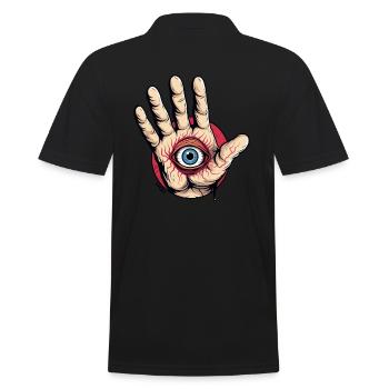 Hand with eye: Watch out! - Men's Polo Shirt - black - Back - Kai (181cm)