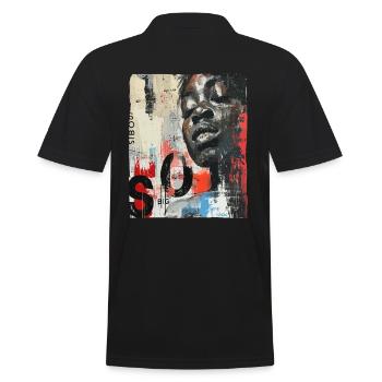 Peinture murale d’art de rue africain - Polo Homme - noir - Dos - Kai (181cm)