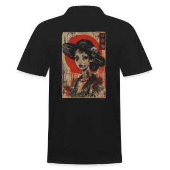 Zombiefied Zombie Elegance : une dame vintage - Polo Homme - noir - Dos - Kai (181cm)