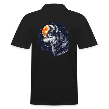 Loup et pleine lune - Polo Homme - noir - Dos - Kai (181cm)