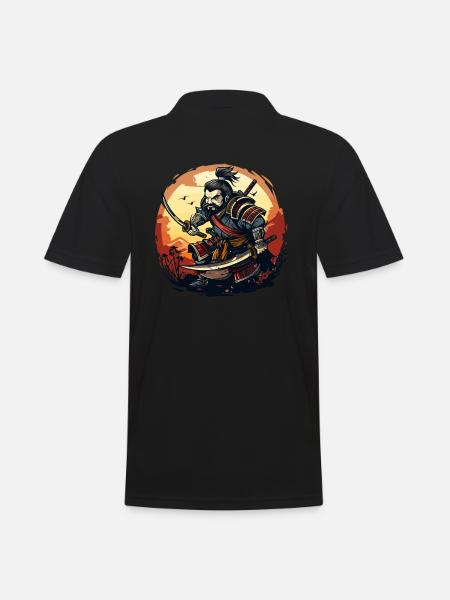Funny and cool Japanese samurai - Men's Polo Shirt - black