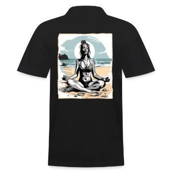 Yoga méditation sur la plage - Polo Homme - noir - Dos - Kai (181cm)