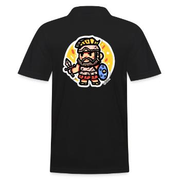 Kleiner Chibi Römischer Sparta Soldat - Männer Poloshirt - Schwarz - Hinten - Kai (181cm)