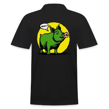 Yellow and green funny pig, huh? - Men's Polo Shirt - black - Back - Kai (181cm)