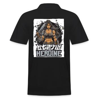 Muscular female heroine and swordswoman - Men's Polo Shirt - black - Back - Kai (181cm)