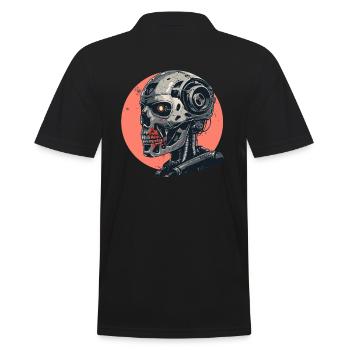 Cyborg Crime Force: Electric Metal Skull - Men's Polo Shirt - black - Back - Kai (181cm)