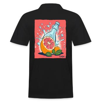 Orangen Limonade in der Flasche, so frisch! - Männer Poloshirt - Schwarz - Hinten - Kai (181cm)