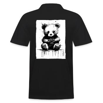 Chain Breaker: Small Cuddly Fabric Bear - Men's Polo Shirt - black - Back - Kai (181cm)