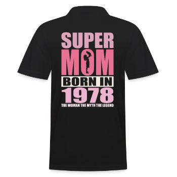 Anniversaire de maman 1978 | Super Maman - Polo Homme - noir - Dos - Kai (181cm)