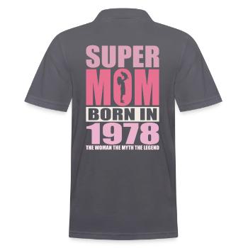 Anniversaire de maman 1978 | Super Maman - Polo Homme - charbon - Dos - Nico (186cm)