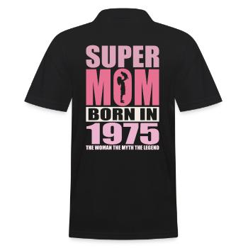 Mama Geburtstag 1975 | Super Mom - Männer Poloshirt - Schwarz - Hinten - Kai (181cm)