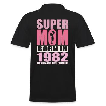 Anniversaire de maman 1982 | Super Maman - Polo Homme - noir - Dos - Kai (181cm)