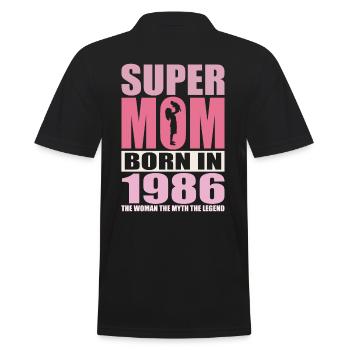Mama Geburtstag 1986 | Super Mom - Männer Poloshirt - Schwarz - Hinten - Kai (181cm)