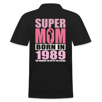 Anniversaire de maman 1989 | Super Maman - Polo Homme - noir - Dos - Kai (181cm)