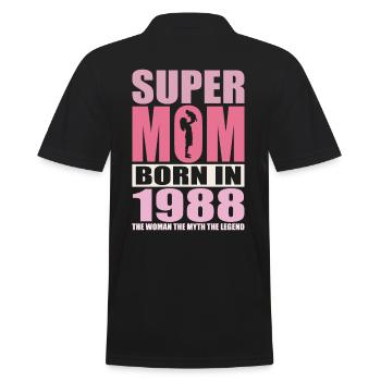 Anniversaire de maman 1988 | Super Maman - Polo Homme - noir - Dos - Kai (181cm)