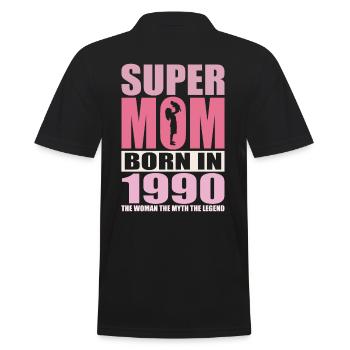 Mama Geburtstag 1990 | Super Mom - Männer Poloshirt - Schwarz - Hinten - Kai (181cm)