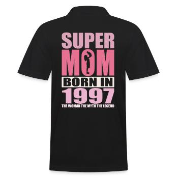 Anniversaire de maman 1997 | Super Maman - Polo Homme - noir - Dos - Kai (181cm)