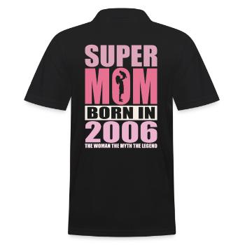 Mama Geburtstag 2006 | Super Mom - Männer Poloshirt - Schwarz - Hinten - Kai (181cm)