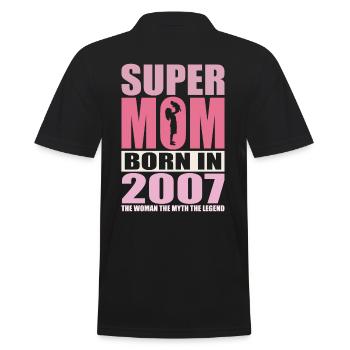 Mama Geburtstag 2007 | Super Mom - Männer Poloshirt - Schwarz - Hinten - Kai (181cm)