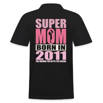 Mama Geburtstag 2011 | Super Mom - Männer Poloshirt - Schwarz - Hinten - Kai (181cm)