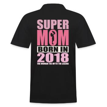 Anniversaire de maman 2018 | Super Maman - Polo Homme - noir - Dos - Kai (181cm)