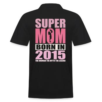 Mama Geburtstag 2015 | Super Mom - Männer Poloshirt - Schwarz - Hinten - Kai (181cm)