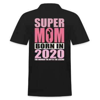Mama Geburtstag 2020 | Super Mom - Männer Poloshirt - Schwarz - Hinten - Kai (181cm)